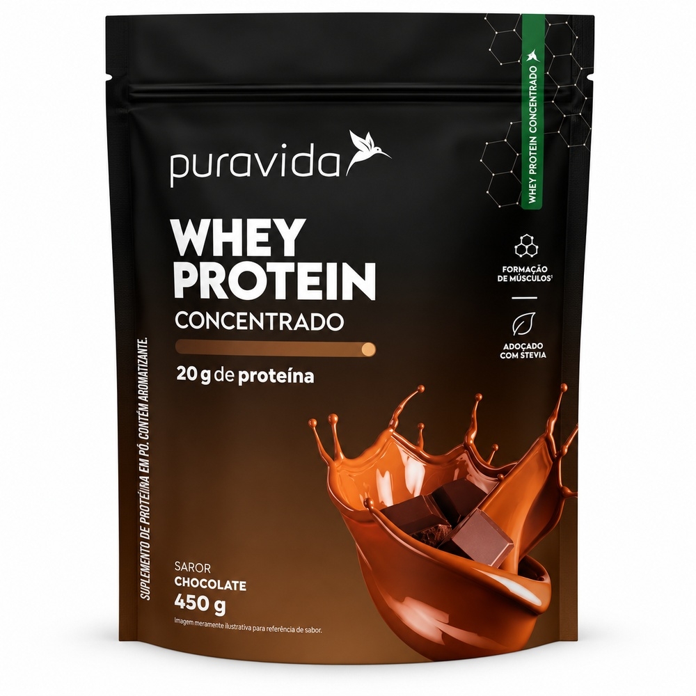 WHEY PROTEIN CHOCOLATE CONCENTRADO 450G PURA VIDA - Padrão